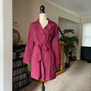 Banana Republic Outlet Plum Wine Waterfall Belted Trench Fall Coat, Size S NWT